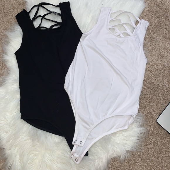 Hearts & Hips Tops - 2 back criss cross bodysuits.